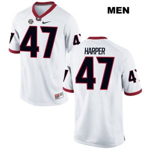 Men's Georgia Bulldogs NCAA #47 Daniel Harper Nike Stitched White Authentic College Football Jersey IWP6354ZJ